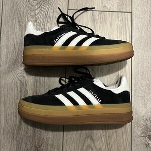 Adidas Gazelle Bold Black and White Sneakers with Gum Sole